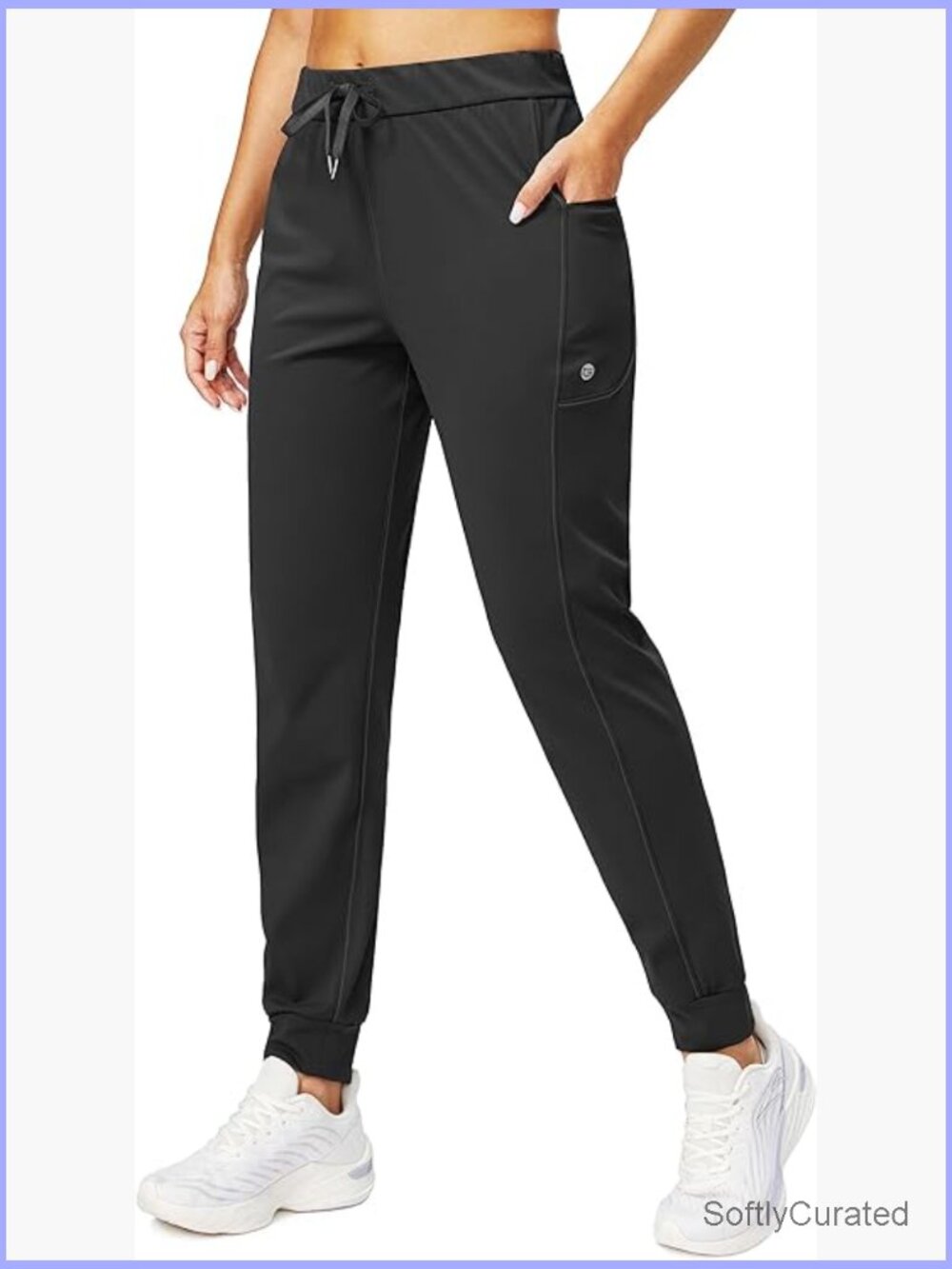 Women's Joggers with Zipper Pockets Stretch Tapered Athletic Pants